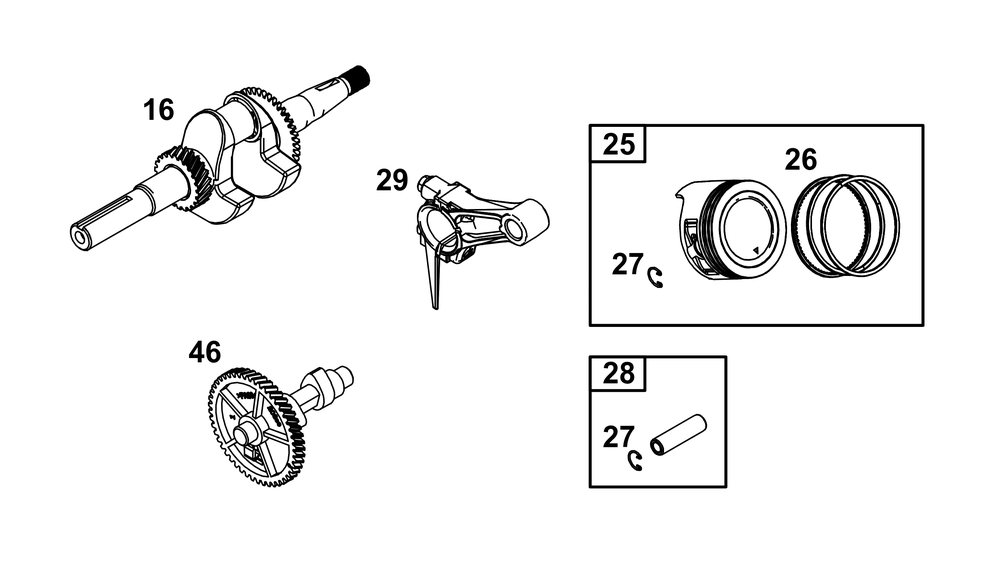 Crankshaft Group Diagram and Parts List for 13R232-0040-01 100000 - 19Z999 Briggs and Stratton Engine